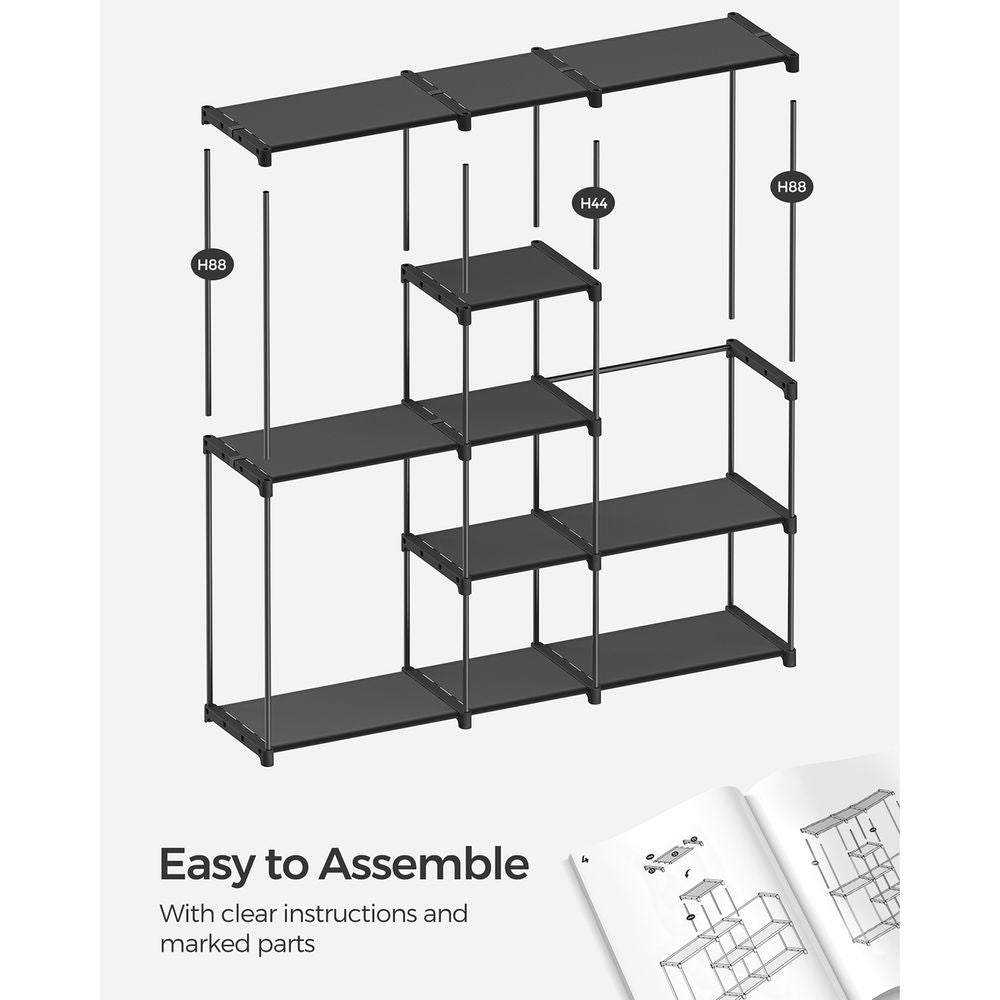 SONGMICS Freestanding Closet Organizer with Shelves, Hanging Rods