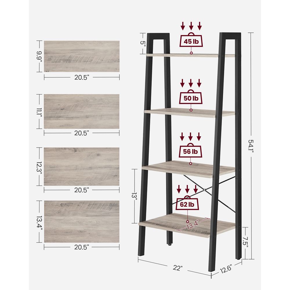 VASAGLE 4-Tier Ladder Shelf with Steel Frame