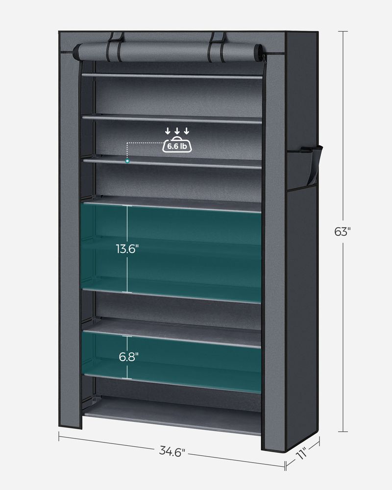 SONGMICS 9 Tier Shoe Rack with Nonwoven Fabric Cover