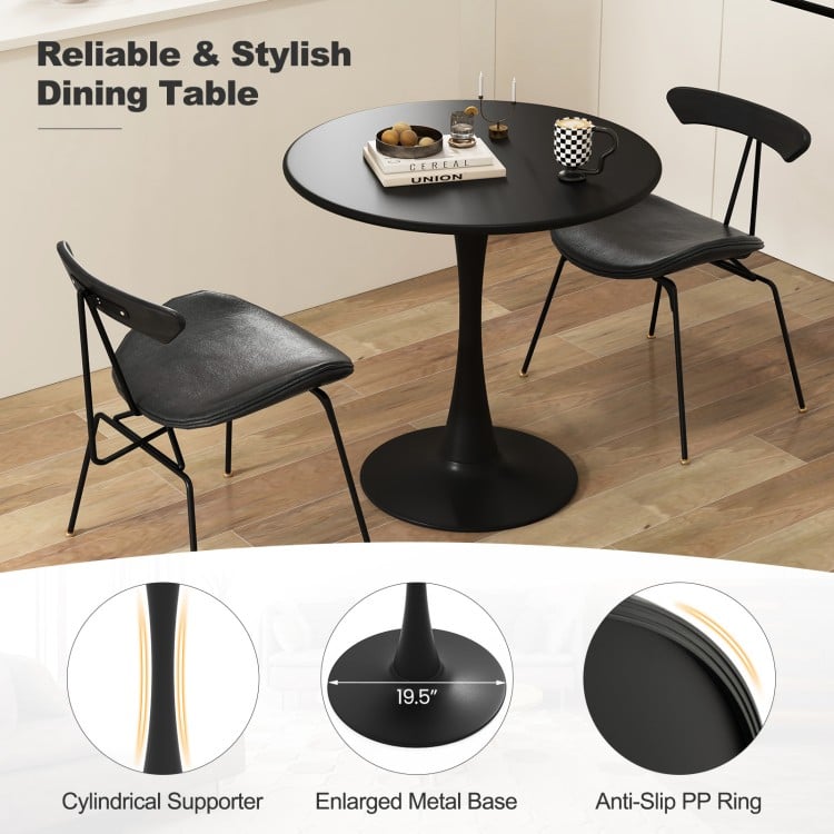 31.5 Inch Round Dining Table with Anti-Slip PP Ring-Black