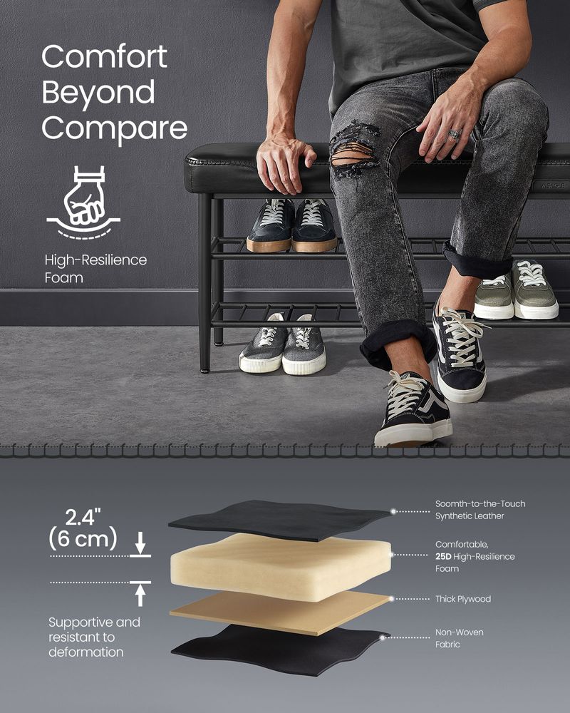 VASAGLE EKHO Collection - Shoe Bench with Metal Shelves