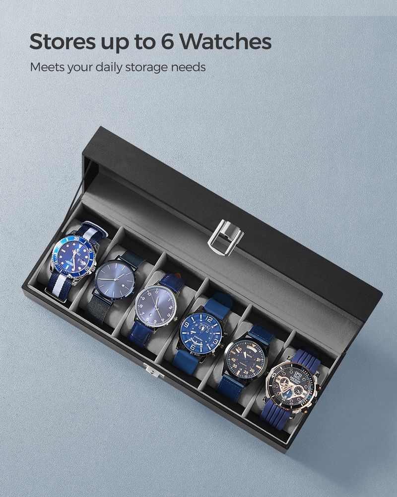 SONGMICS 6 & 12-Slot Watch Box with Large Glass Lid