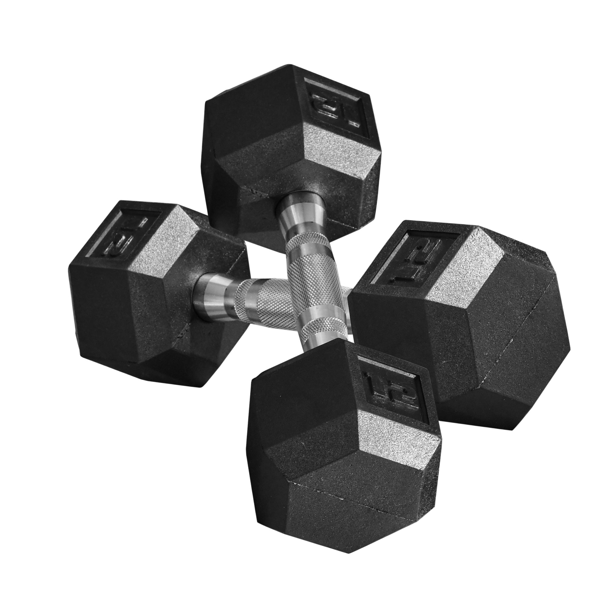 Soozier 24lbs Dumbbell Set: 2 x 12lbs Rubber Hand Weights for Fitness Training, Black Finish