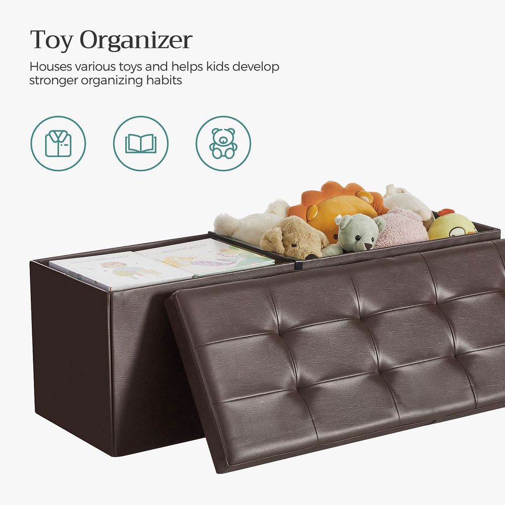 SONGMICS Folding Storage Ottoman Bench with Flipping Lid