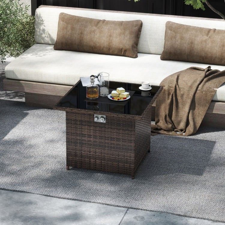 32.5 Inch Propane Fire Pit Table 50000 BTU with Tempered Glass Tabletop