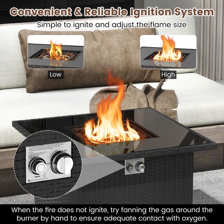 32.5 Inch Propane Fire Pit Table 50000 BTU with Tempered Glass Tabletop