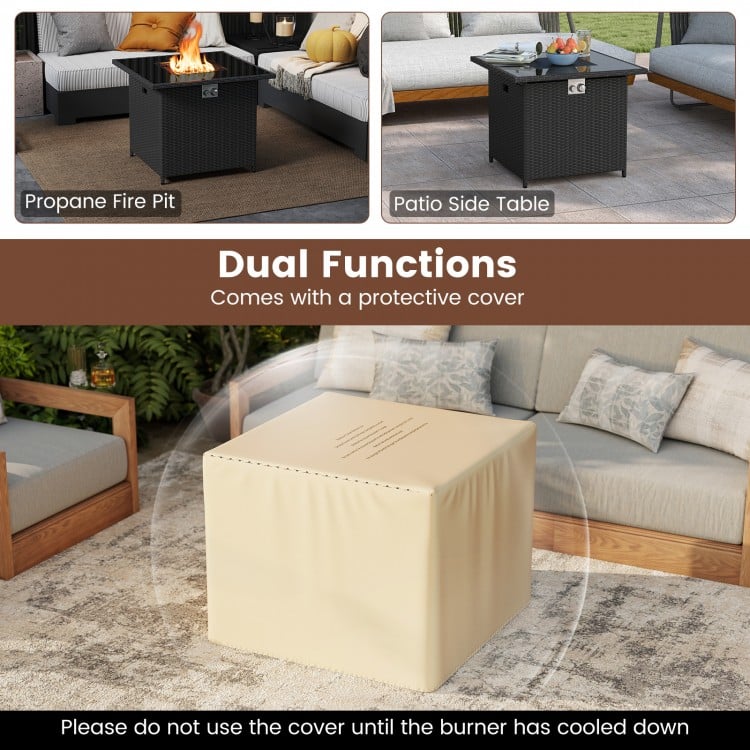 32.5 Inch Propane Fire Pit Table 50000 BTU with Tempered Glass Tabletop