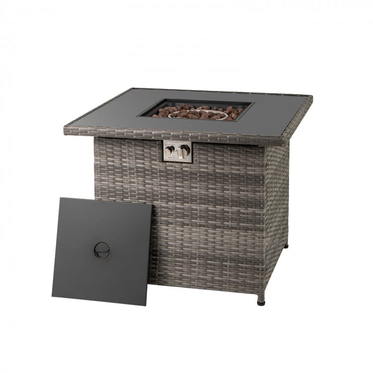 32.5 Inch Propane Fire Pit Table 50000 BTU with Tempered Glass Tabletop