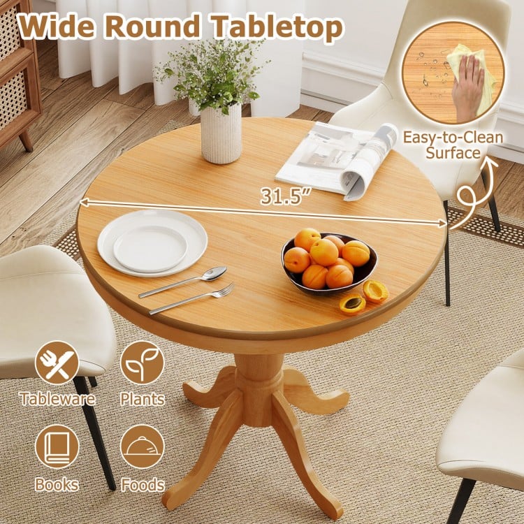 32 Inch Wooden Round Pub Pedestal Side Table-natural