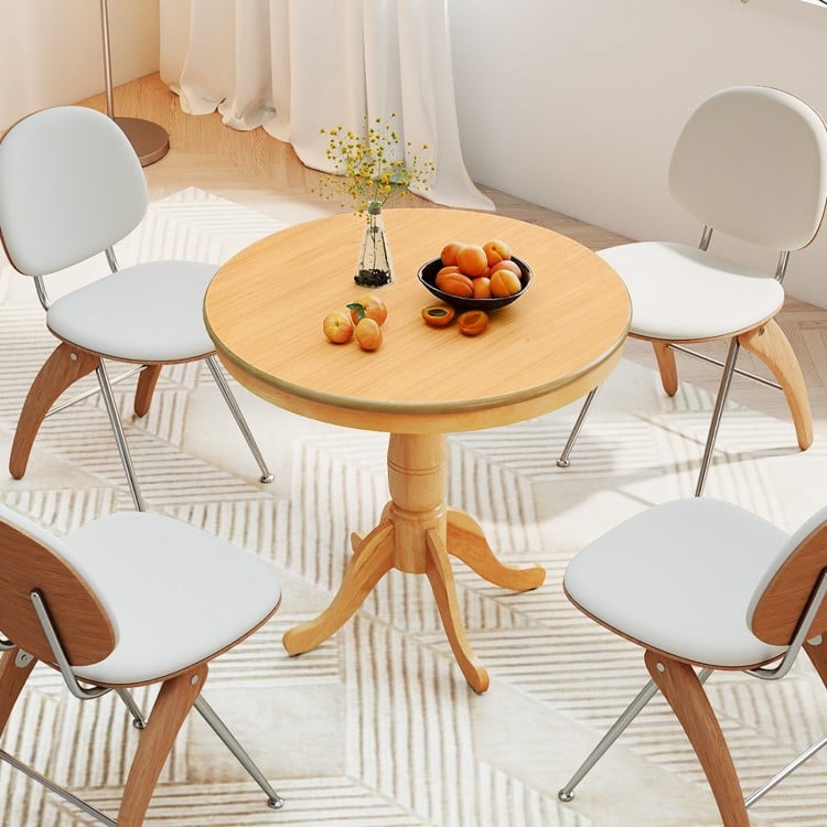 32 Inch Wooden Round Pub Pedestal Side Table-natural