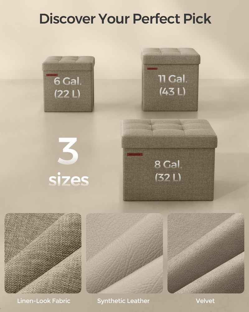SONGMICS 11.8 Inches Small Folding Storage Ottoman Cube