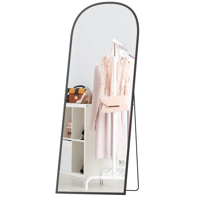 Arched Standing Mirror, 64" x 24" Full Length Mirror, Free Standing or Wall Mounted for Living Room, Bedroom, Black
