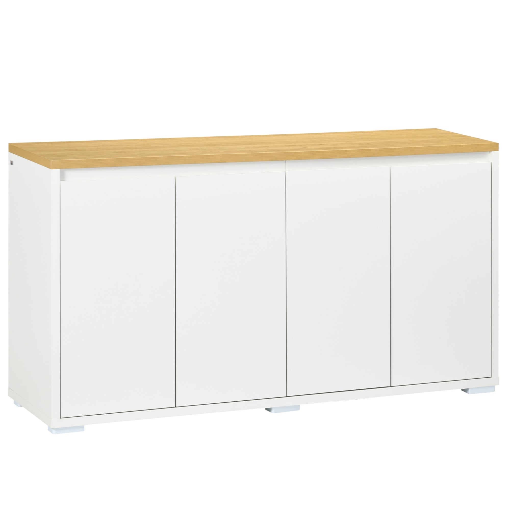HOMCOM Adjustable White Buffet Cabinet: Sideboard with Double Door Cupboards for Customizable Living Room Storage