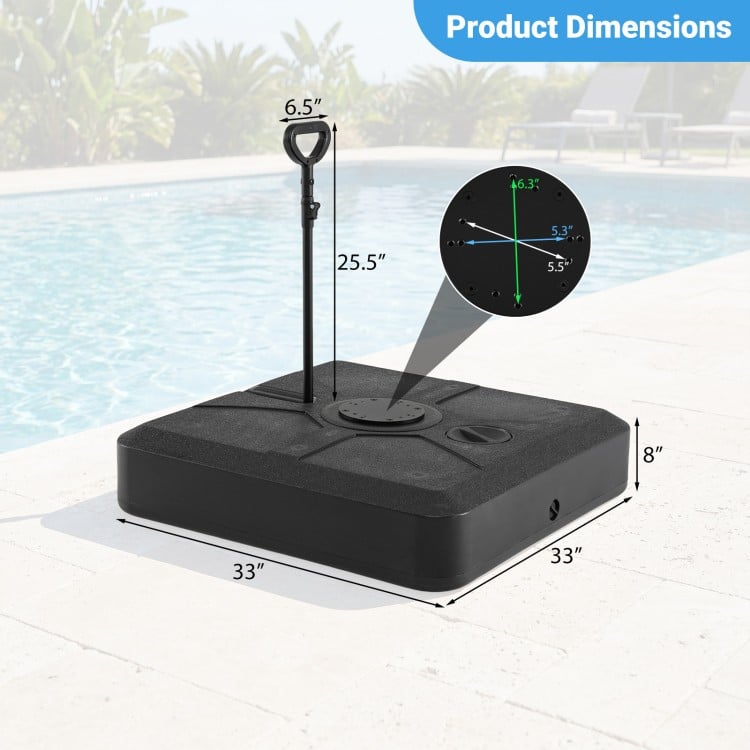 330 lbs Weighted Cantilever Umbrella Base with Wheels and Retractable Pull Rod