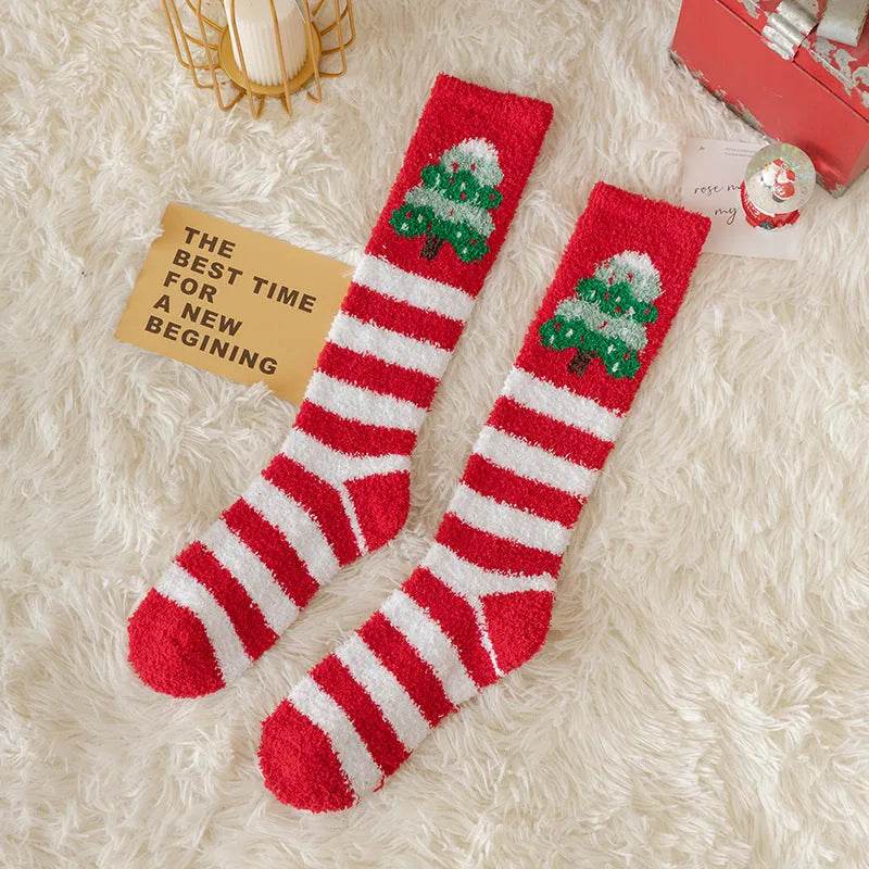 Coral Fleece Stockings Cartoon Thermal Christmas Room Socks