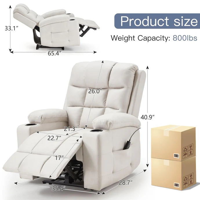 AECOJOY Electric Glider Recliner Nursery Chair with Lumbar Support, Cup Holders & Side Pockets