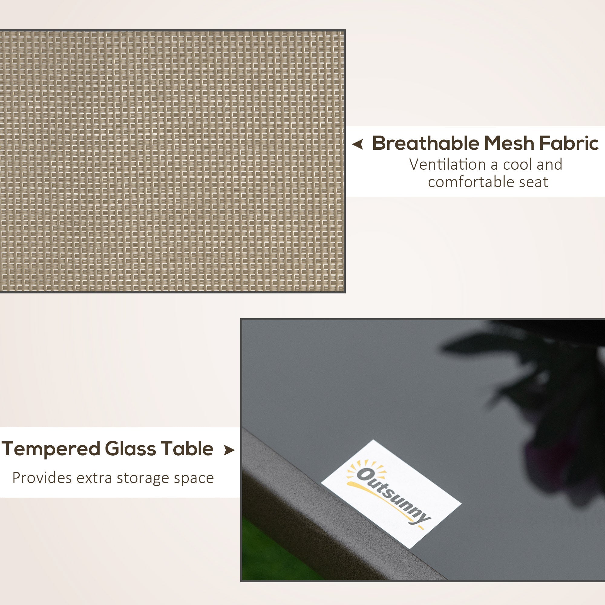 Outsunny 3PCs Gliding Rocking Chair Bistro Tea Table Set Grey for Garden Patio Comfort