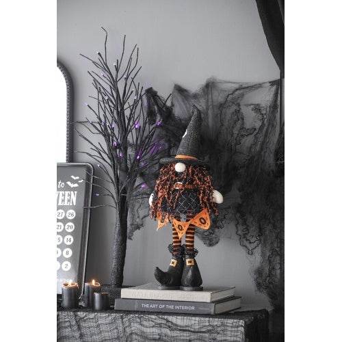 8.3x5x24 Fabric Standing Gnome W Orange Banner Spring Body, For Halloween Decor