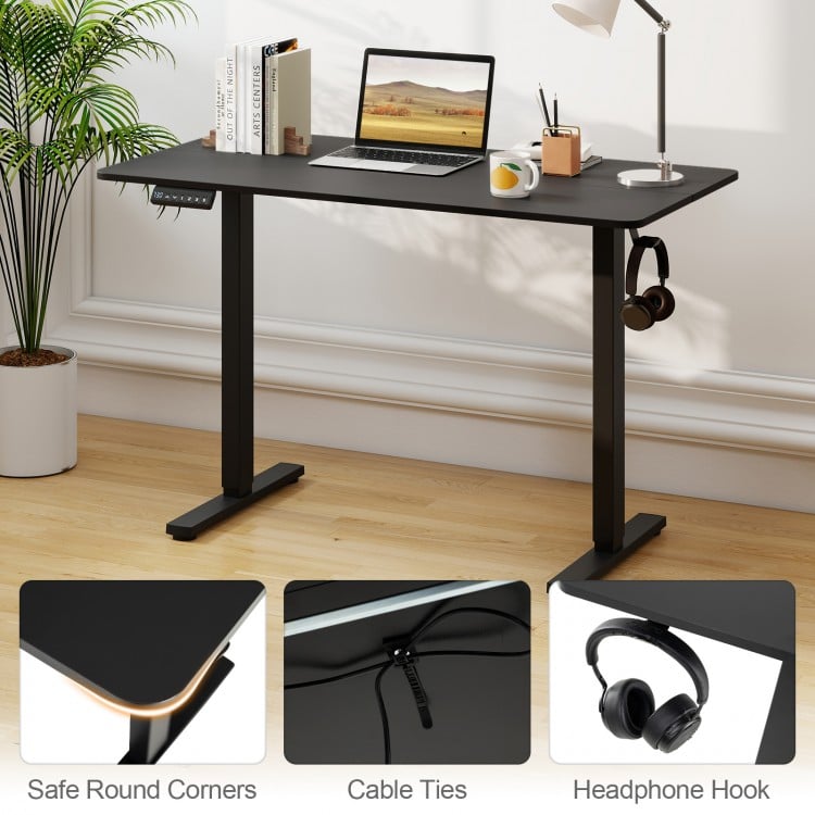 48 Inch x 24 Inch Ergonomic Electric Standing Desk with 3 Memory Settings for Home Office-Black