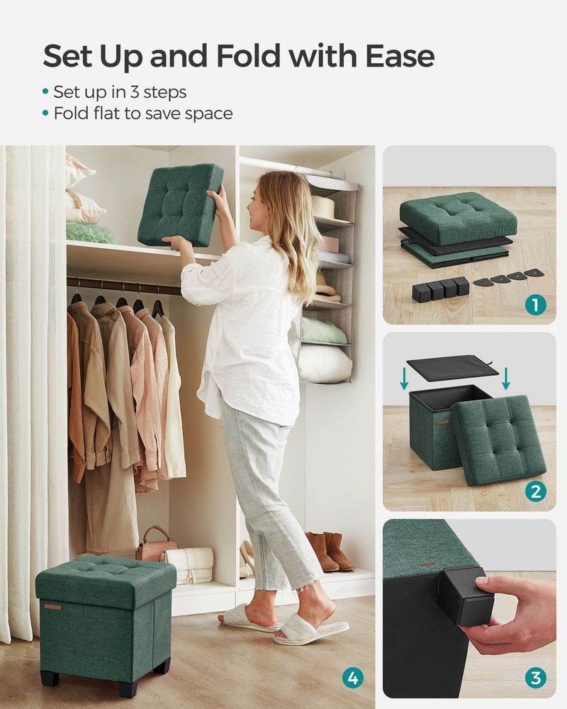 SONGMICS Small Ottoman Foot Rest with Legs