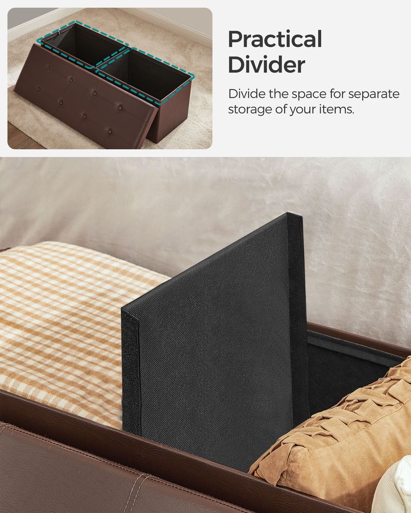 SONGMICS Folding Storage Ottoman Bench