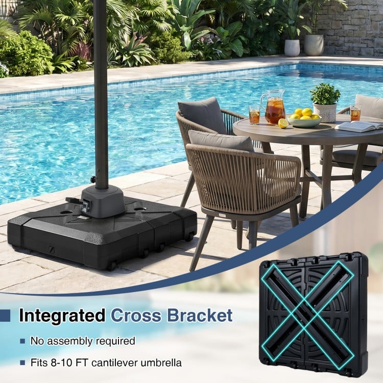 34" x 34" Cantilever Patio Umbrella Base with 4 Wheels