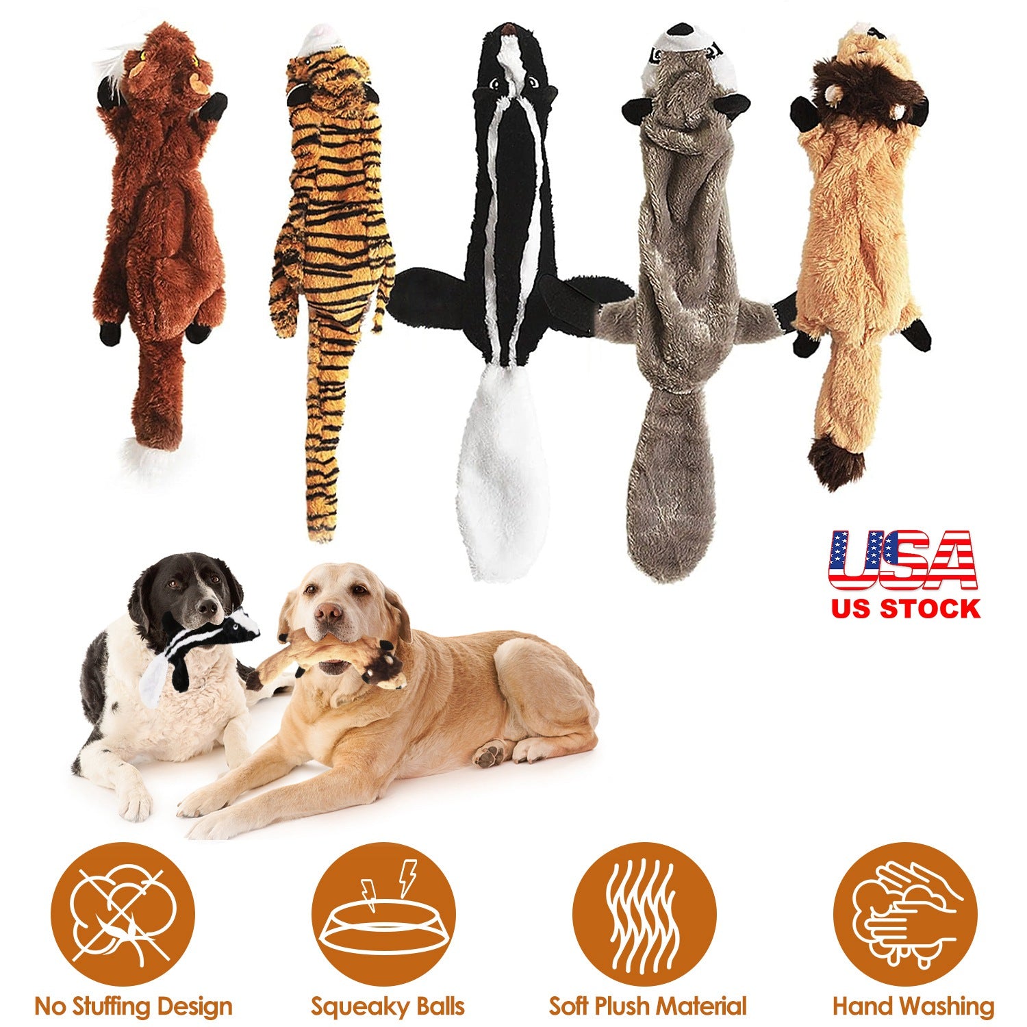 5Pcs Multi-Color Squeaky No Stuffing Dog Toys With Squeaky Balls Dog Teething Training Interactive Dog Toys for Aggressive Chewers for Small Medium an