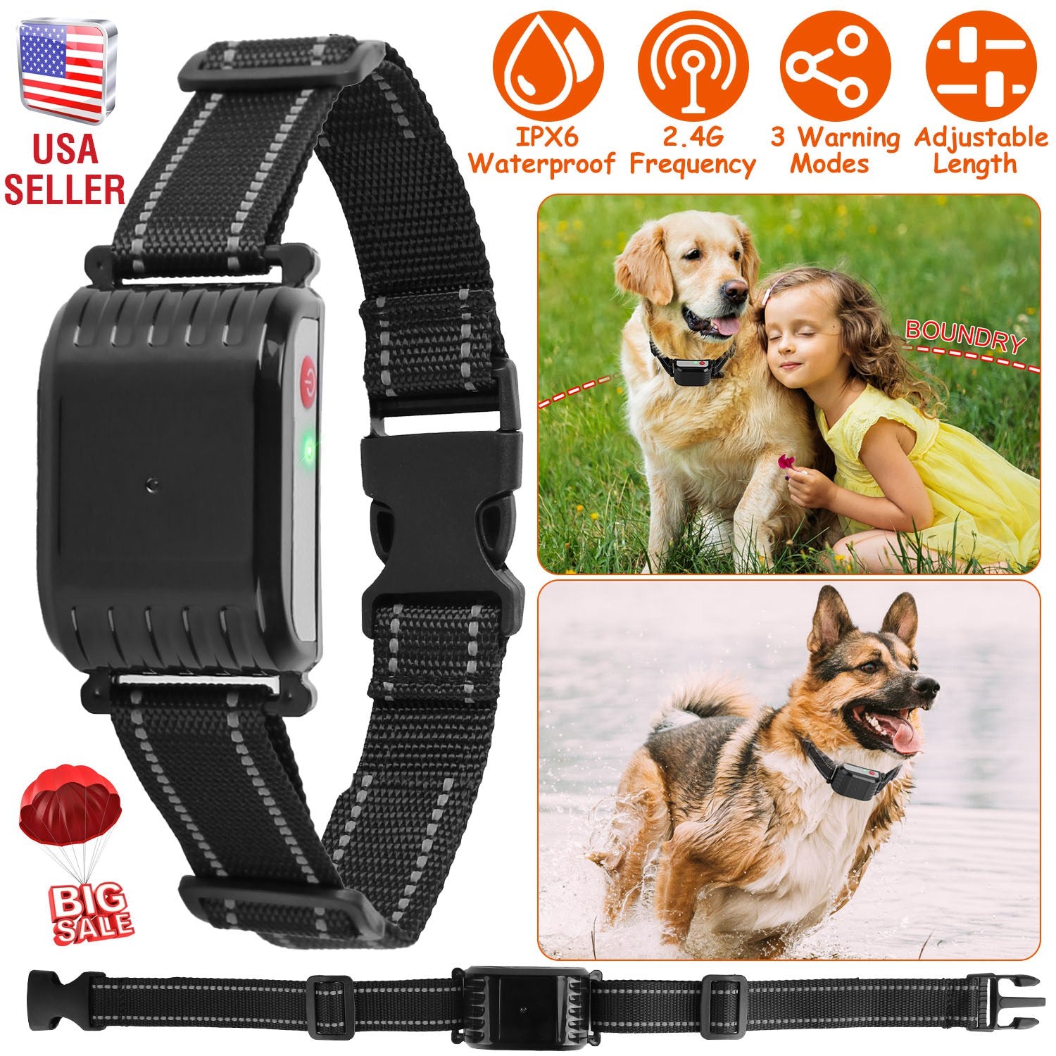 Dog Training Collar Receiver IPX6 Waterproof Shock Vibration Beep Mode Single Dog Receiver Without Remote For Small Medium Large Dogs