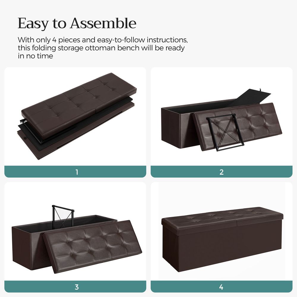 SONGMICS Folding Storage Ottoman Bench with Flipping Lid