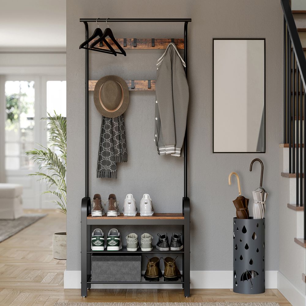 VASAGLE Coat Rack with Shoe Bench for Entryway