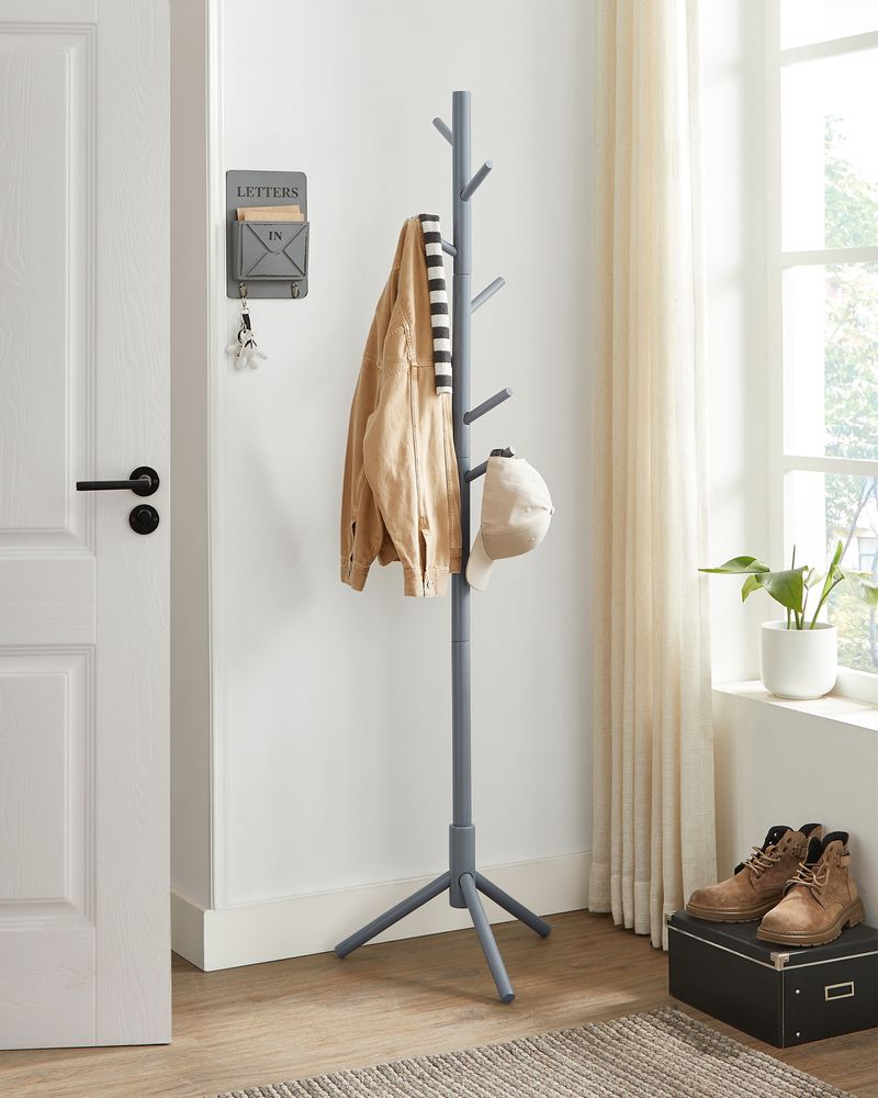 VASAGLE Solid Wood Coat Rack with 8 Hooks