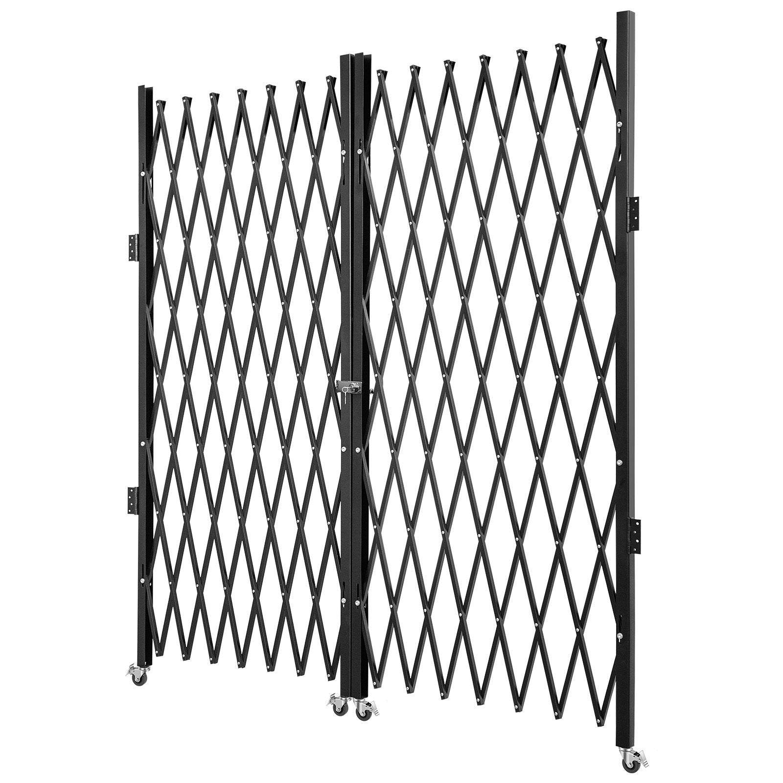 Double Folding Security Gate, 5.1 H X 10.2 W Folding Door Gate, Steel Accordion Security Gate, Flexible Expanding Security Gate, 360 Rolling Barricade Gate, Scissor Gate Or Door With Keys