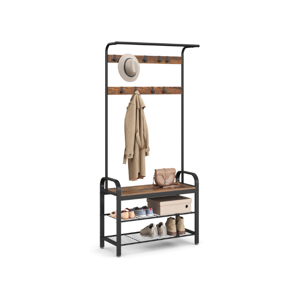VASAGLE Coat Rack with Shoe Bench for Entryway