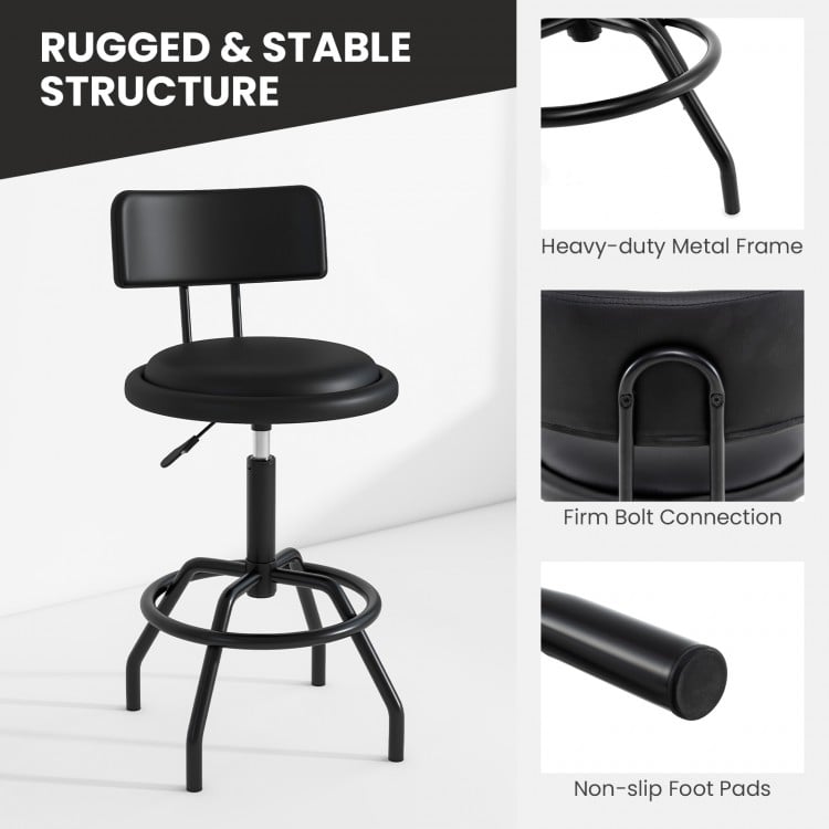 Set of 1/2 360° Swivel Counter Height Barstool with Padded Seat and Back-2 Pieces