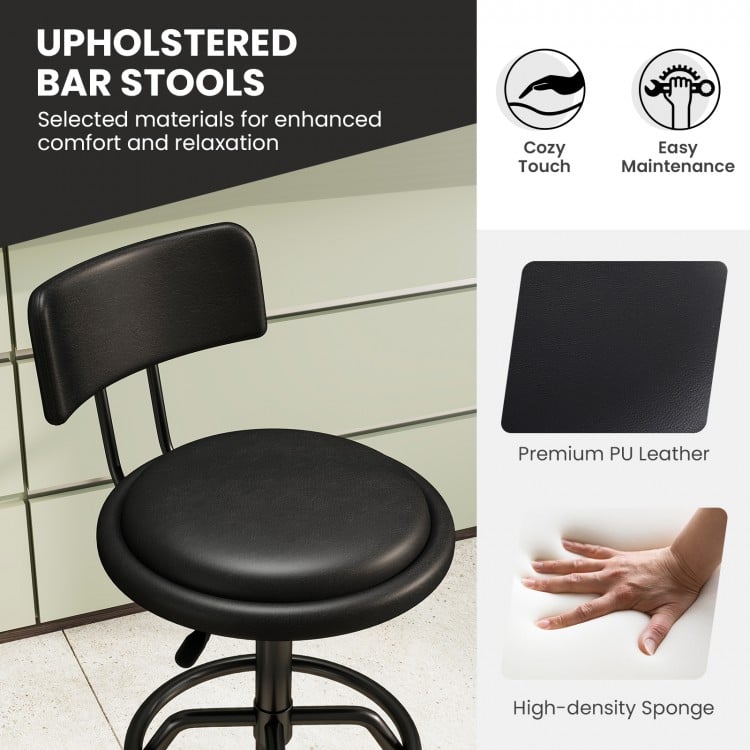 Set of 1/2 360° Swivel Counter Height Barstool with Padded Seat and Back-2 Pieces