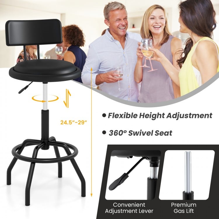 Set of 1/2 360° Swivel Counter Height Barstool with Padded Seat and Back-2 Pieces