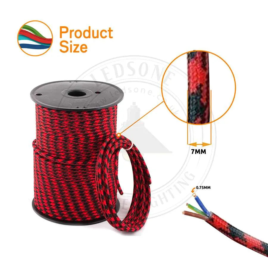 Fabric Cloth Covered 3 Core Round Flexible Electrical Cable~2115