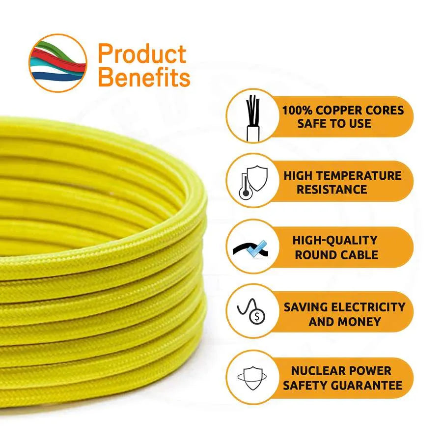 3 Core Round Fabric Power Electrical Cable Orange~2119