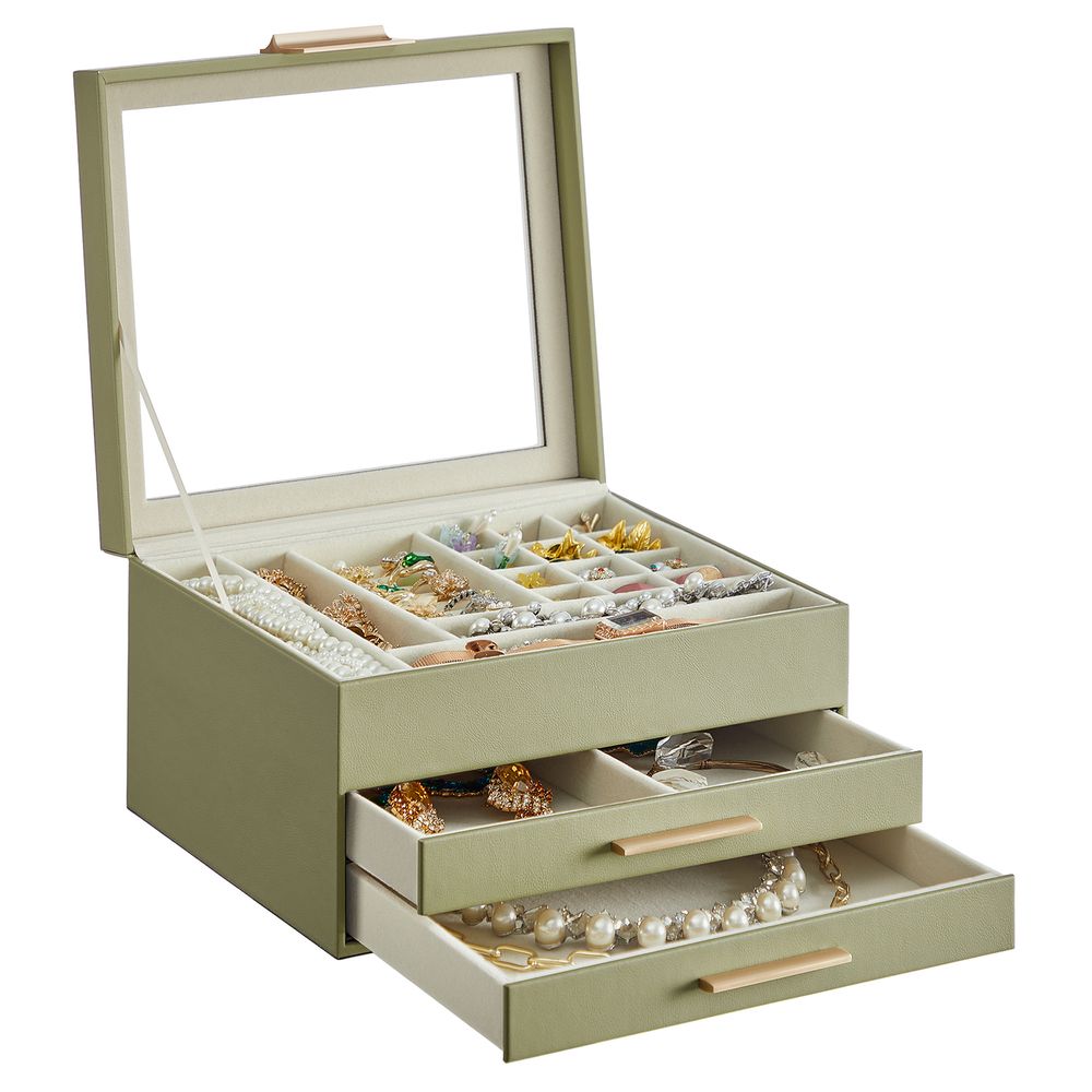 SONGMICS Jewelry Box with Glass Lid