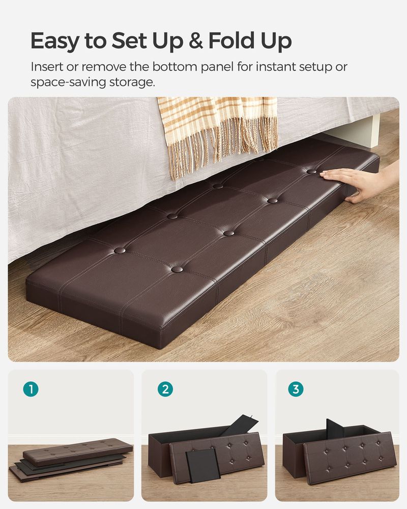 SONGMICS Folding Storage Ottoman Bench