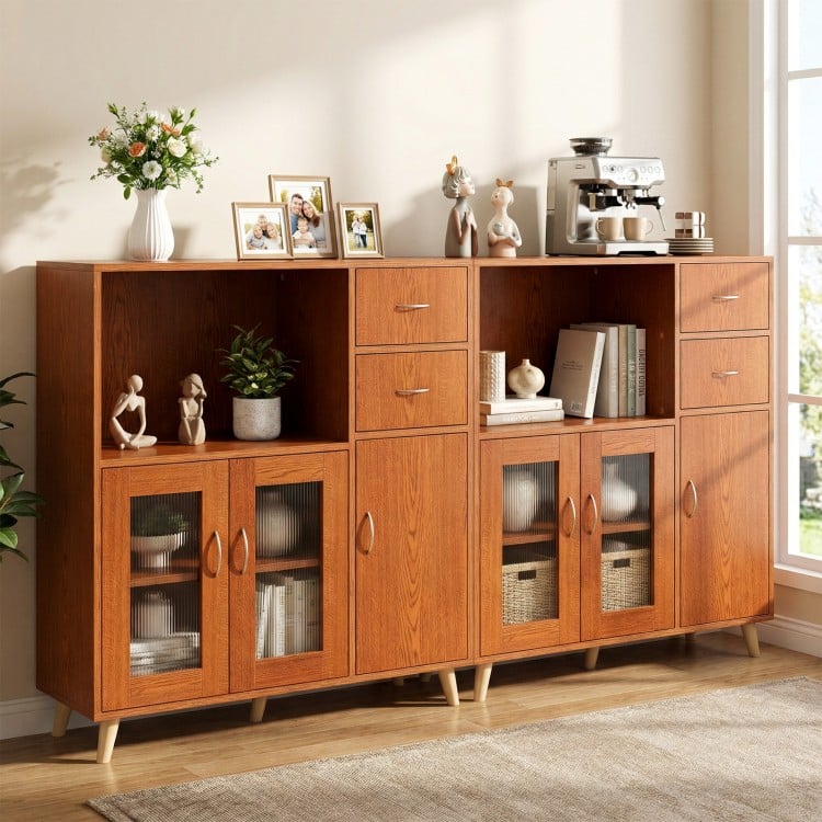 36 Inch Sideboard Buffet Cabinet with Open Compartment-Brown