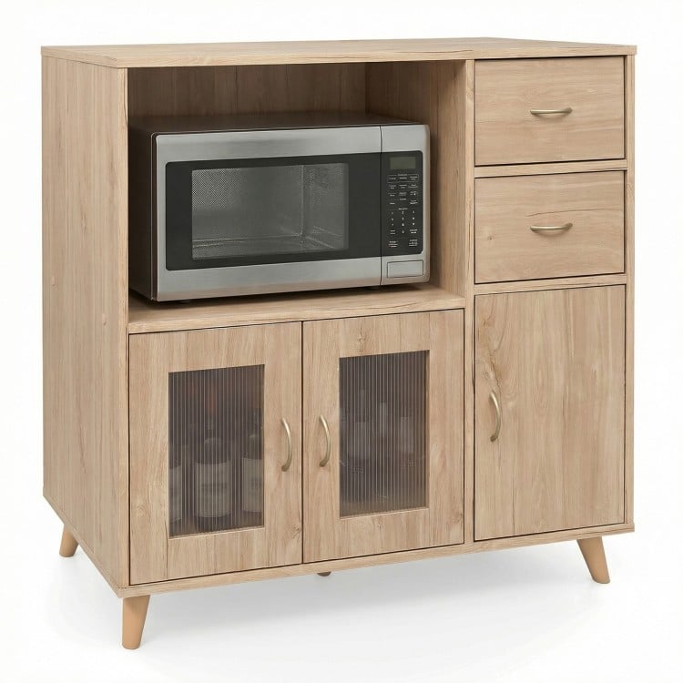 36 Inch Sideboard Buffet Cabinet with Open Compartment-Natural