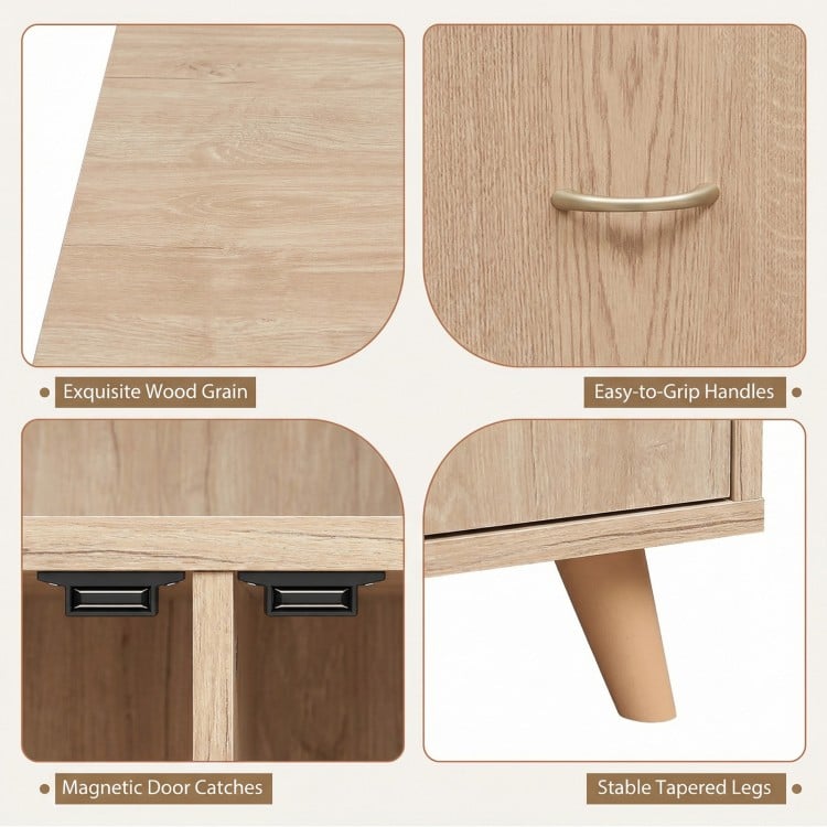 36 Inch Sideboard Buffet Cabinet with Open Compartment-Natural