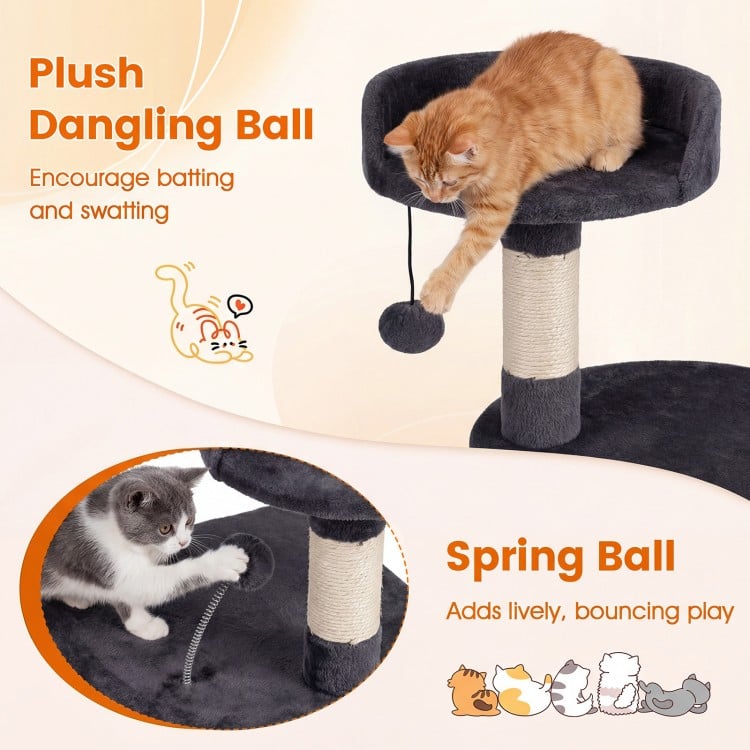 36 Inch Tall Kitten Tower with Condo and Plush Perch-Dark Gray