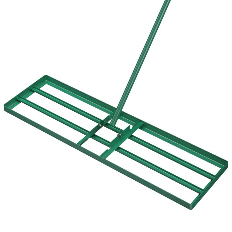36 x 10 Inch Lawn Leveling Rake with Ergonomic Handle-Green