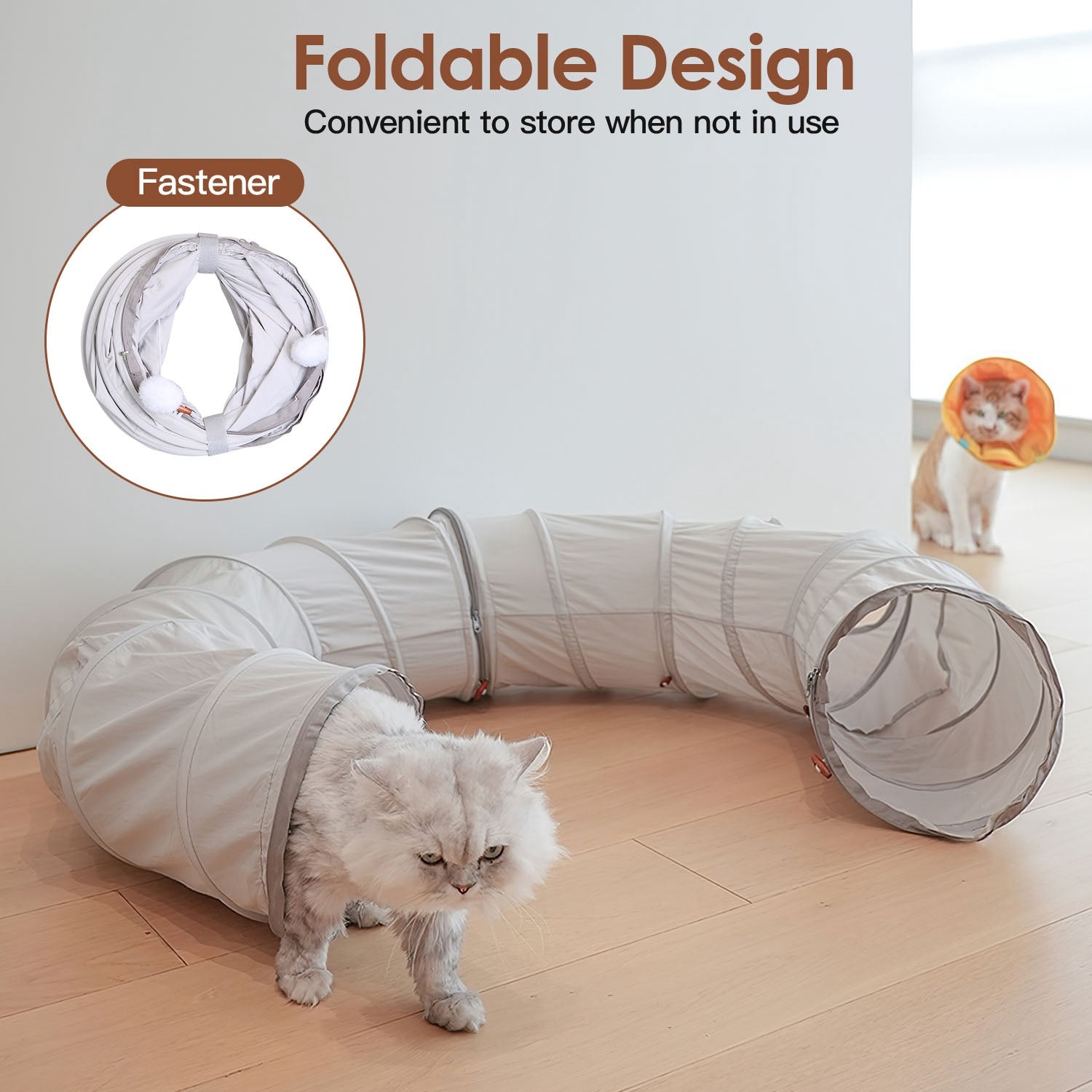 Indoor Cat Tunnel Bed with Interactive Hanging Ball Circle Cat Tunnel Cooling Fabric Central Soft Mat Flexible Design Foldable Tunnel for Cats Puppy