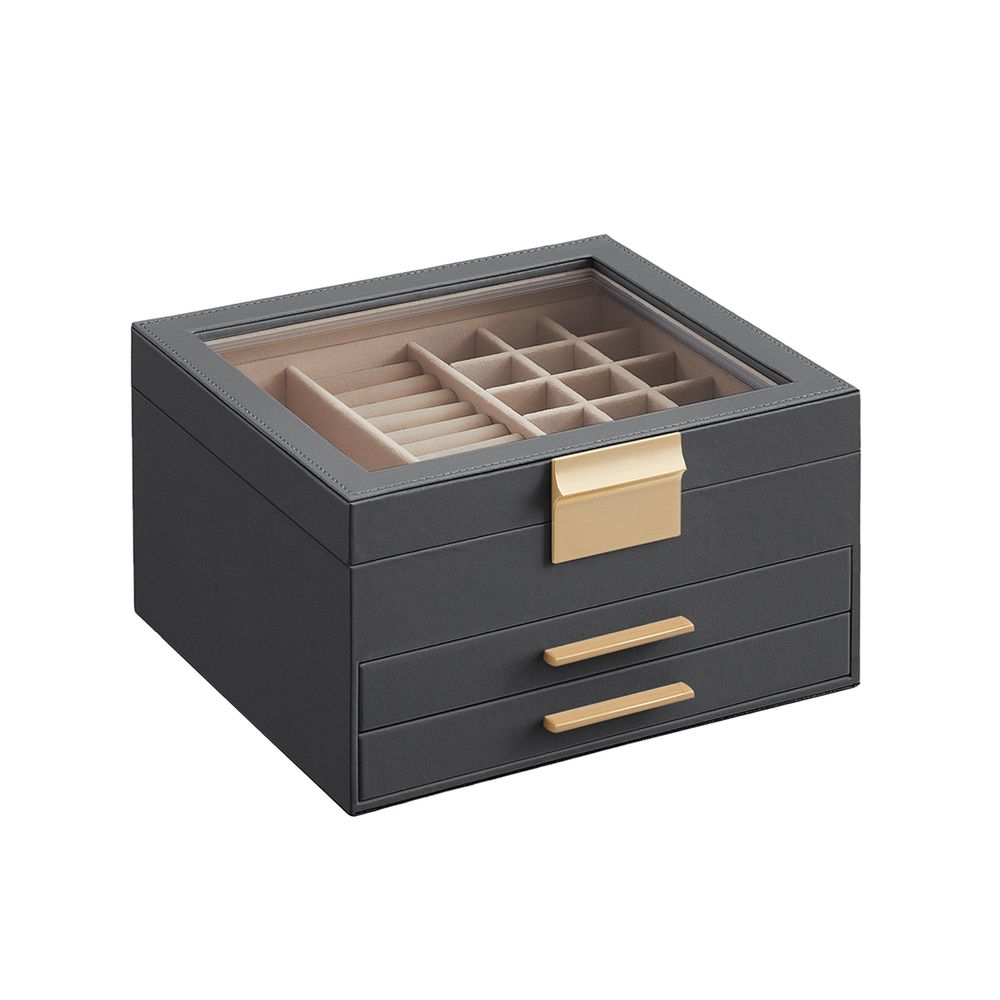 SONGMICS Jewelry Box with Glass Lid