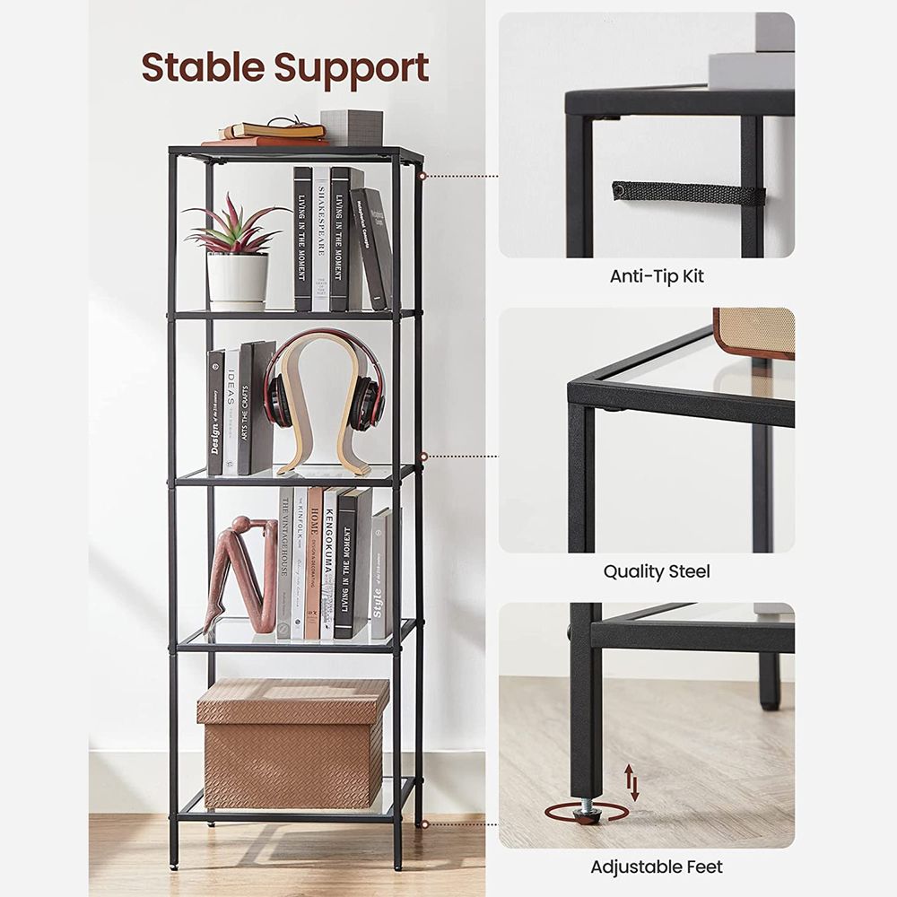 VASAGLE Bookcase, Slim Shelving Unit