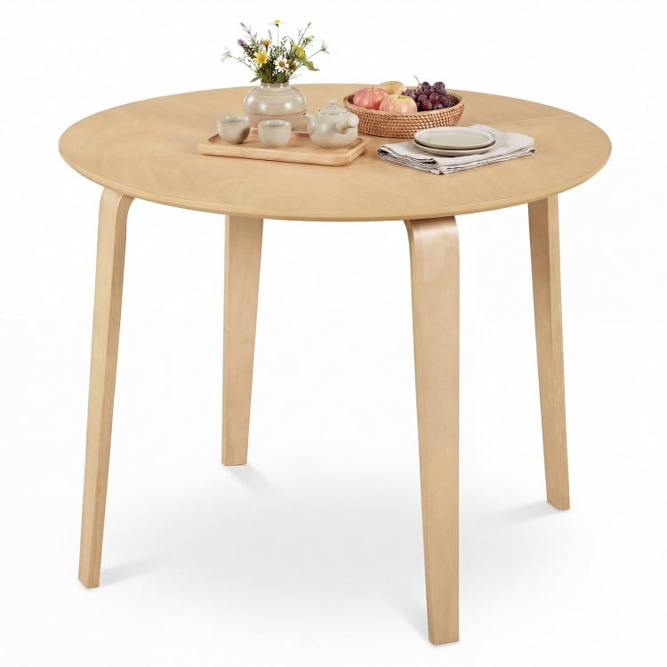 37.5" Round Dining Table with Rubber Wood Legs for Small Space-Natural