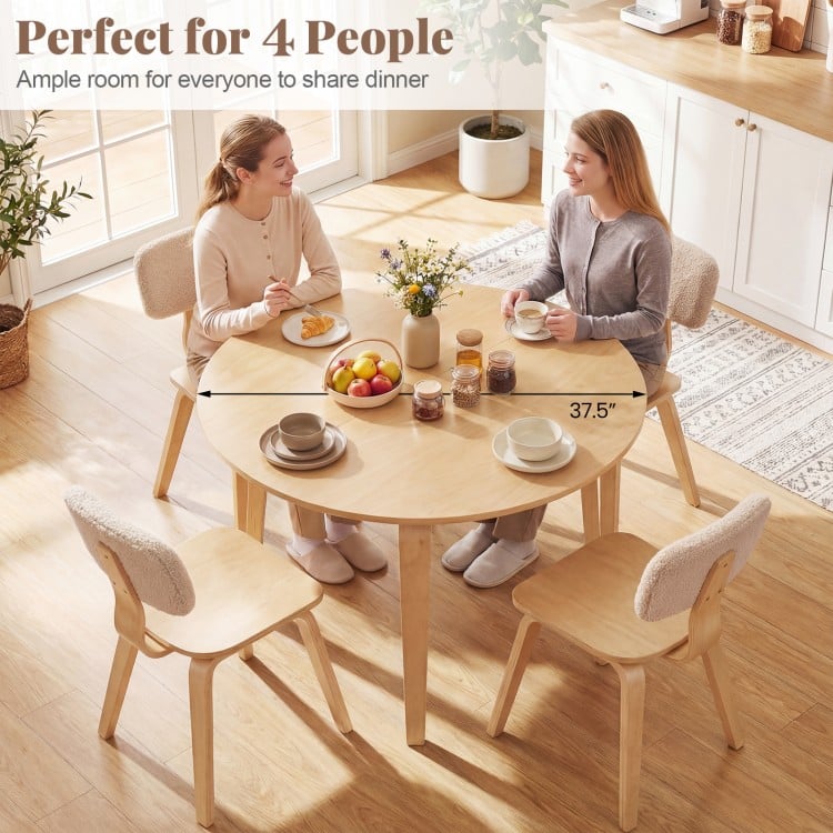 37.5" Round Dining Table with Rubber Wood Legs for Small Space-Natural